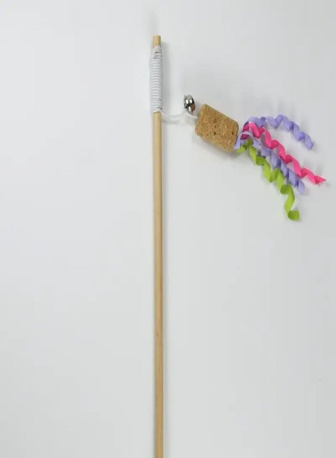 KittuPet 1pc Colorful Ribbon Decor Cat Teaser Stick with Bell for Pets - Image 1